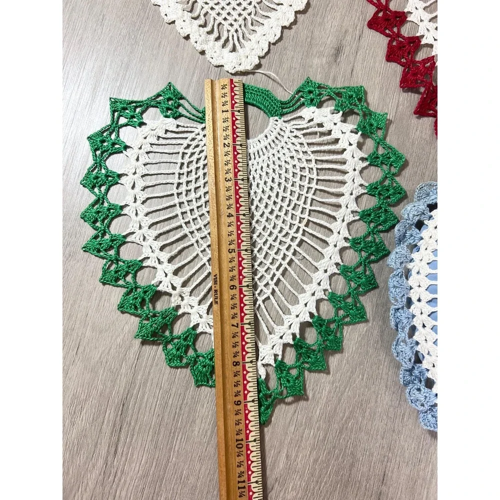 Vintage Handmade crochet heart doily sachet pillow